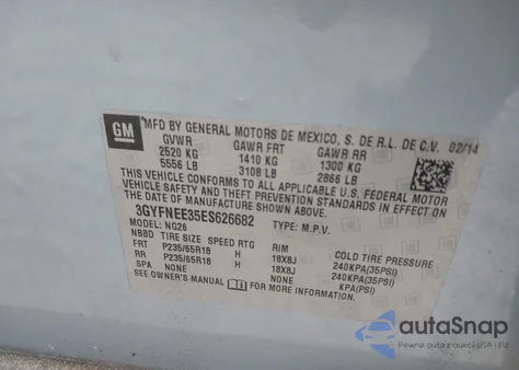 2014 Cadillac Srx Luxury Collection z USA, uszkodzony, nr VIN 3GYFNEE35ES626682